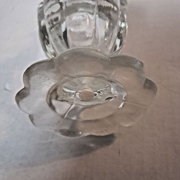 Perfume Bottle With Fan Stopper Vintage Large Clear Glass Footed 8" - Picture 7 of 10